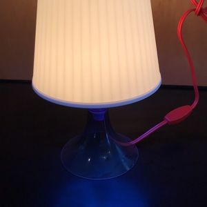 IKEA table lamp.  Red, white and blue